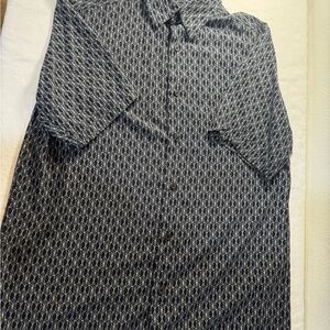 Claiborne Black and White Geometric Silk Shirt